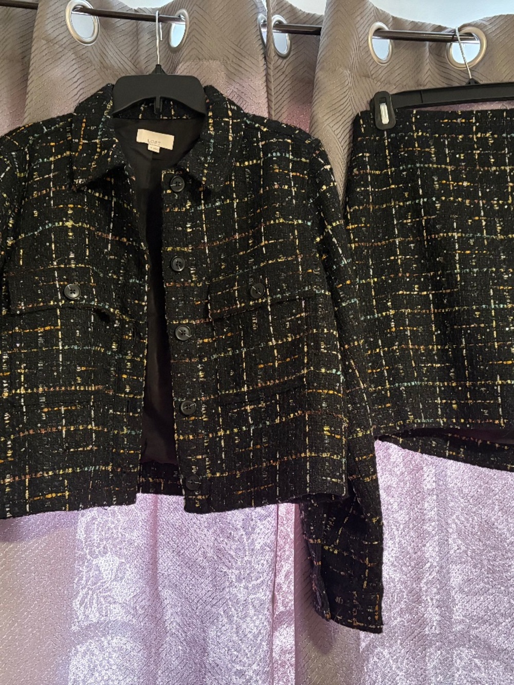 Ann Taylor Loft Tweed Skirt Suit Set